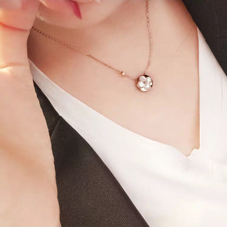 [Marin-Jewelry]SUN MOP GOLD 1 DIAMOND NECKLACE