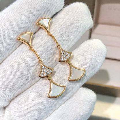[Marin]DREAM EARRINGS 3 MOTIFS DIAMOND MOP PINK GOLD