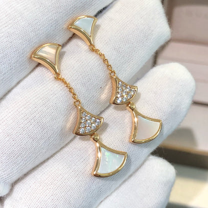[Marin]DREAM EARRINGS 3 MOTIFS DIAMOND MOP PINK GOLD
