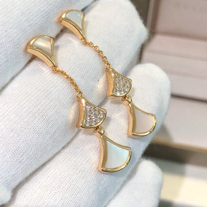 [Marin]DREAM EARRINGS 3 MOTIFS DIAMOND MOP PINK GOLD