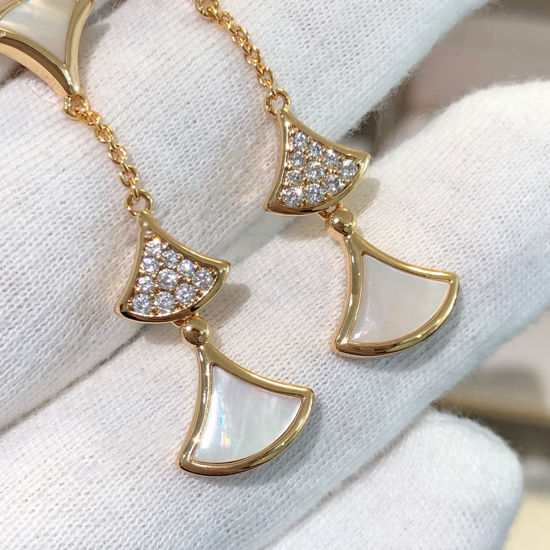 [Marin]DREAM EARRINGS 3 MOTIFS DIAMOND MOP PINK GOLD