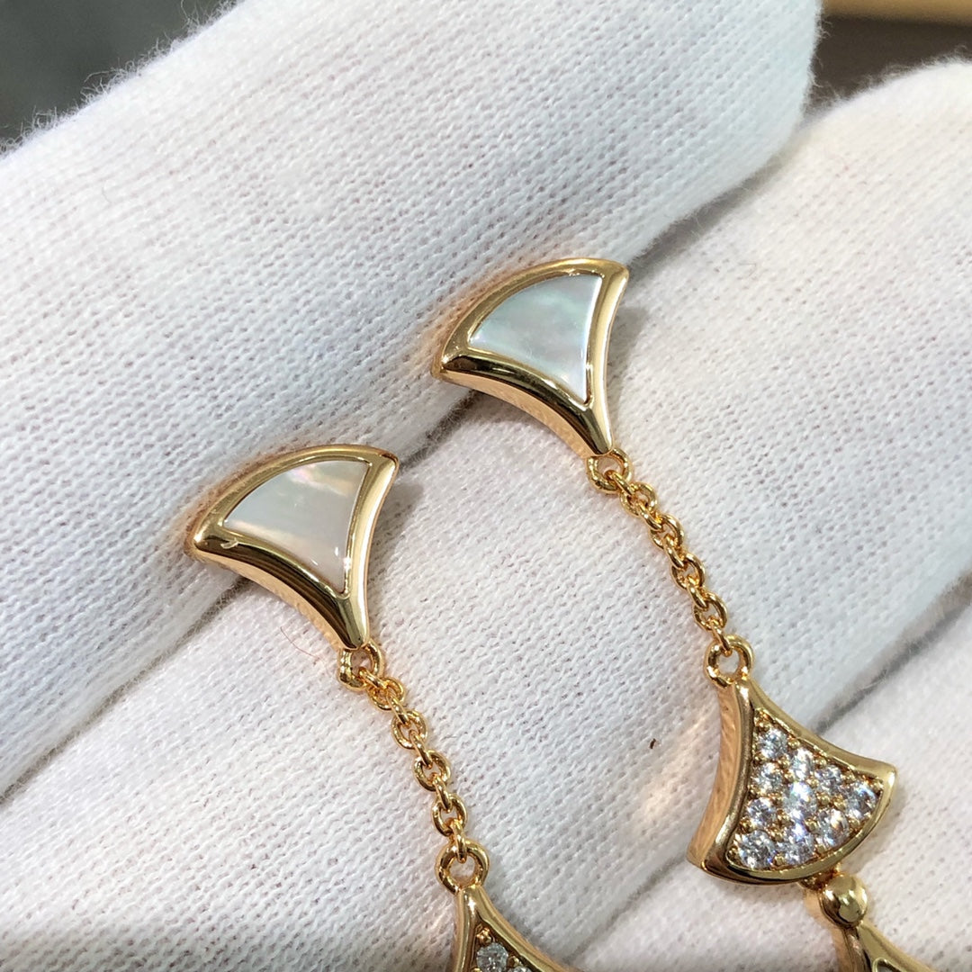 [Marin]DREAM EARRINGS 3 MOTIFS DIAMOND MOP PINK GOLD