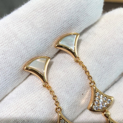 [Marin]DREAM EARRINGS 3 MOTIFS DIAMOND MOP PINK GOLD