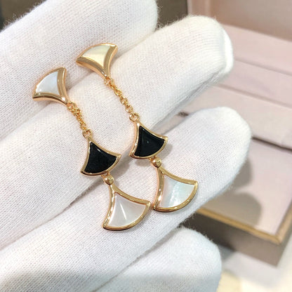 [Marin]DREAM EARRINGS 3 MOTIFS ONYX MOP PINK GOLD