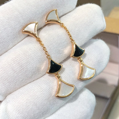[Marin]DREAM EARRINGS 3 MOTIFS ONYX MOP PINK GOLD
