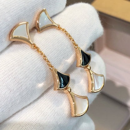 [Marin]DREAM EARRINGS 3 MOTIFS ONYX MOP PINK GOLD