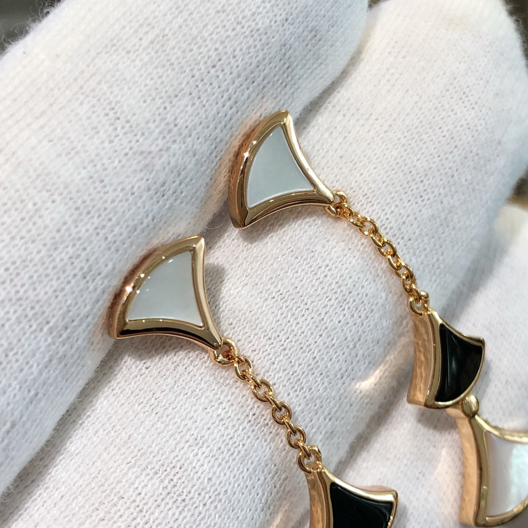 [Marin]DREAM EARRINGS 3 MOTIFS ONYX MOP PINK GOLD