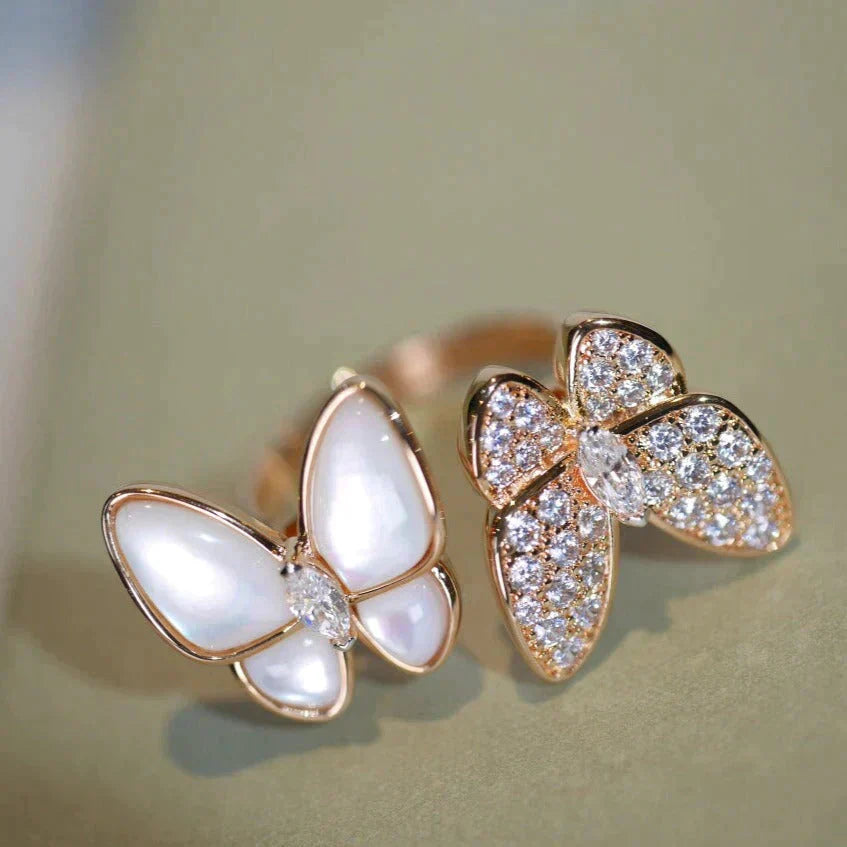 [Marin]TWIN BUTTERFLY DIAMOND MOP RING