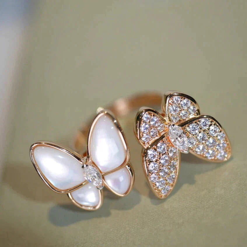 [Marin]TWIN BUTTERFLY DIAMOND MOP RING