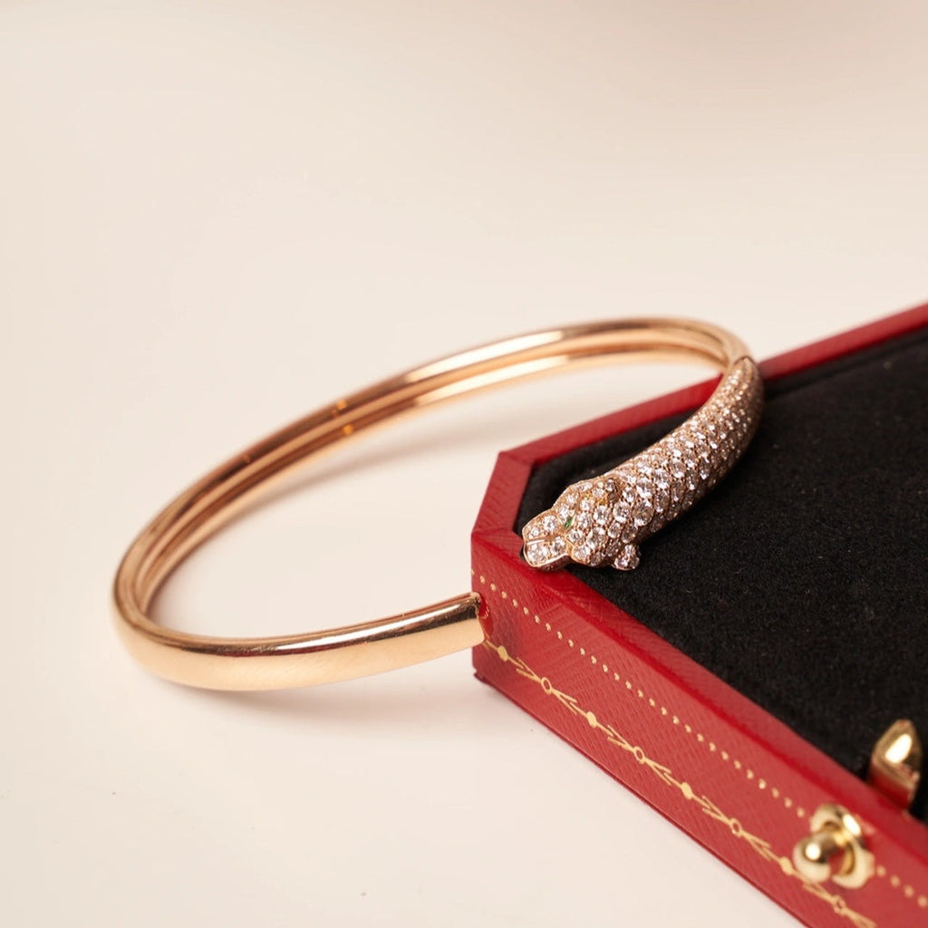 [Marin]PANTHERE ROSE GOLD DIAMOND OPEN BRACELET