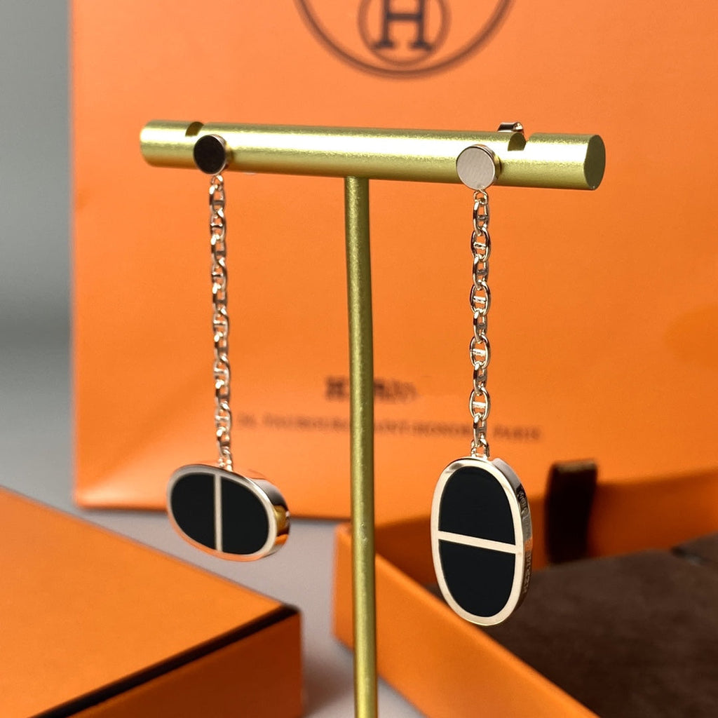 [Marin]CHAINE VERSO BLACK CERAMIC EARRINGS