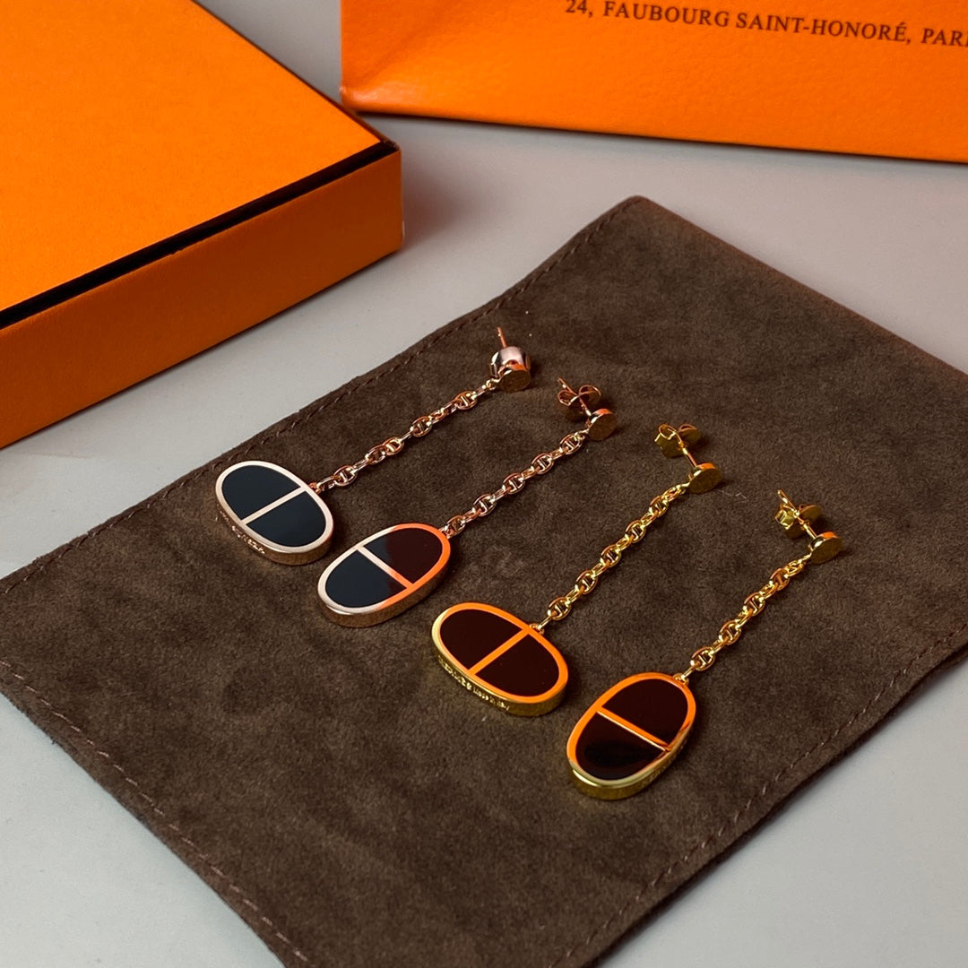 [Marin-Jewelry]CHAINE VERSO BLACK CERAMIC EARRINGS