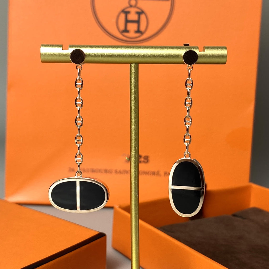 [Marin]CHAINE VERSO BLACK CERAMIC EARRINGS