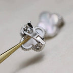 [Marin]CLOVER MEDIUM 1 MOTIFS BOUCLES D'OREILLES NACRE BLANCHE ARGENT