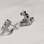 [Marin]CLOVER MEDIUM 1 MOTIFS BOUCLES D'OREILLES NACRE BLANCHE ARGENT
