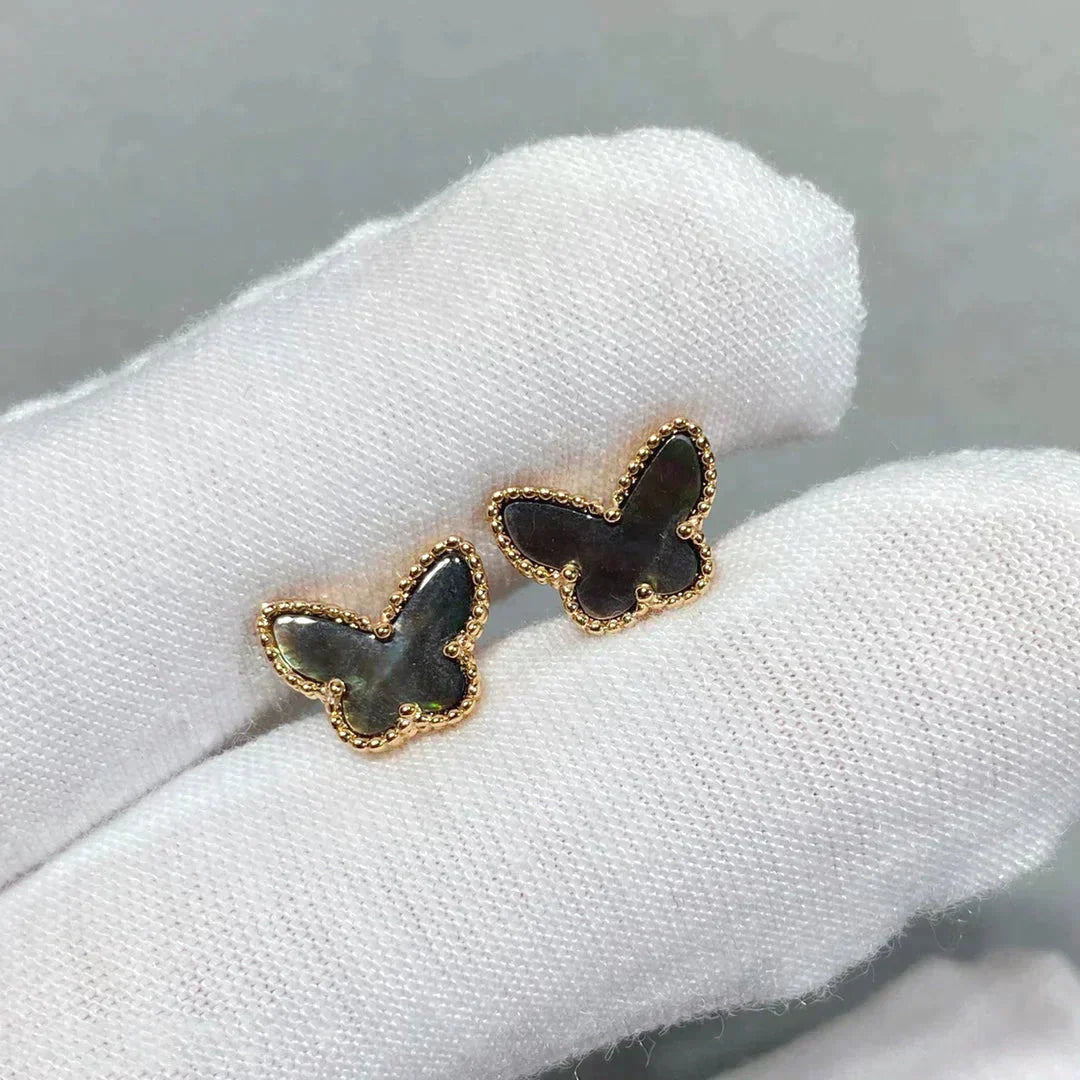 [Marin]BOUCLES D'OREILLES PAPILLON NACRE NOIRE