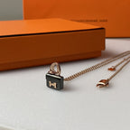 [Marin]CONSTANCE BLACK PEDANT PINK GOLD NECKLACE