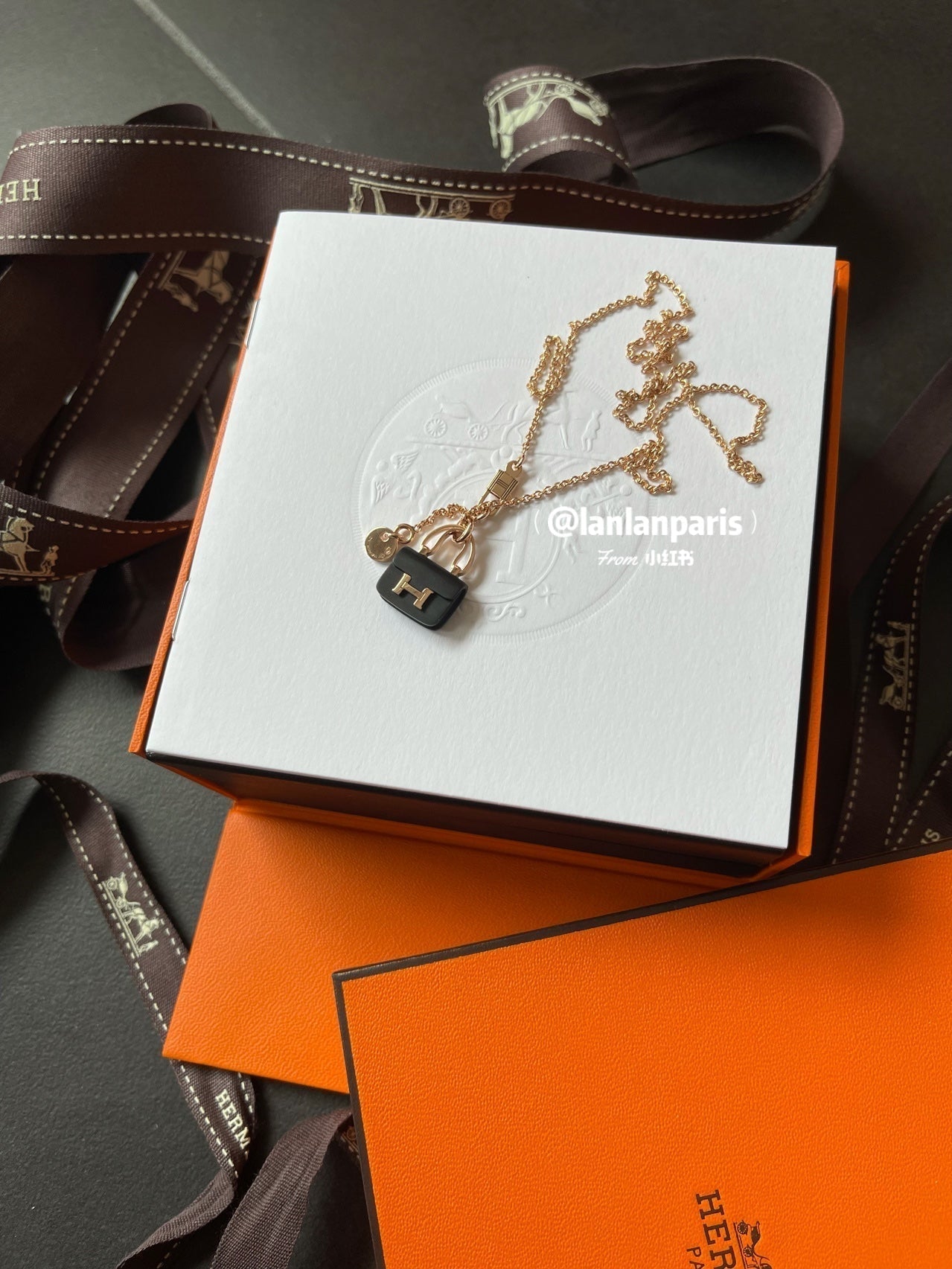 [Marin-Jewelry]CONSTANCE BLACK PEDANT PINK GOLD NECKLACE