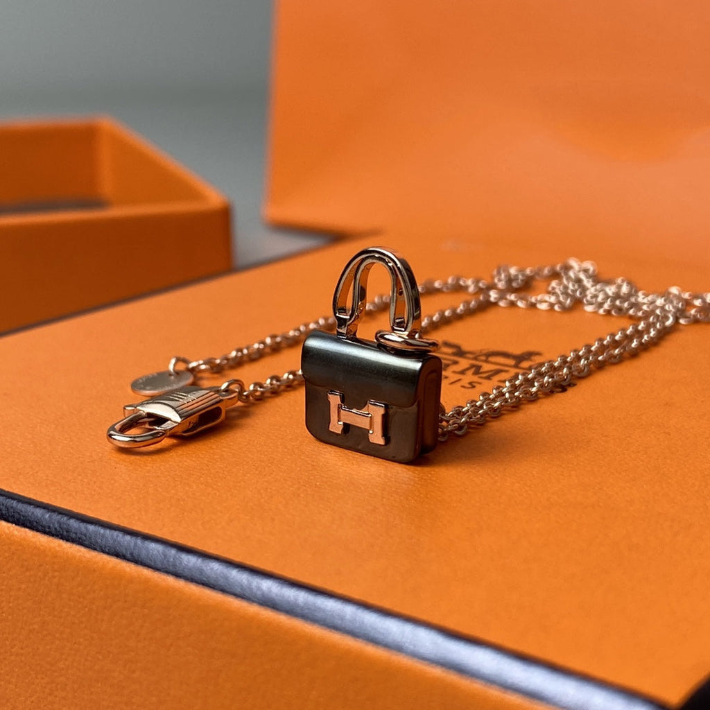 [Marin]CONSTANCE BLACK PEDANT PINK GOLD NECKLACE
