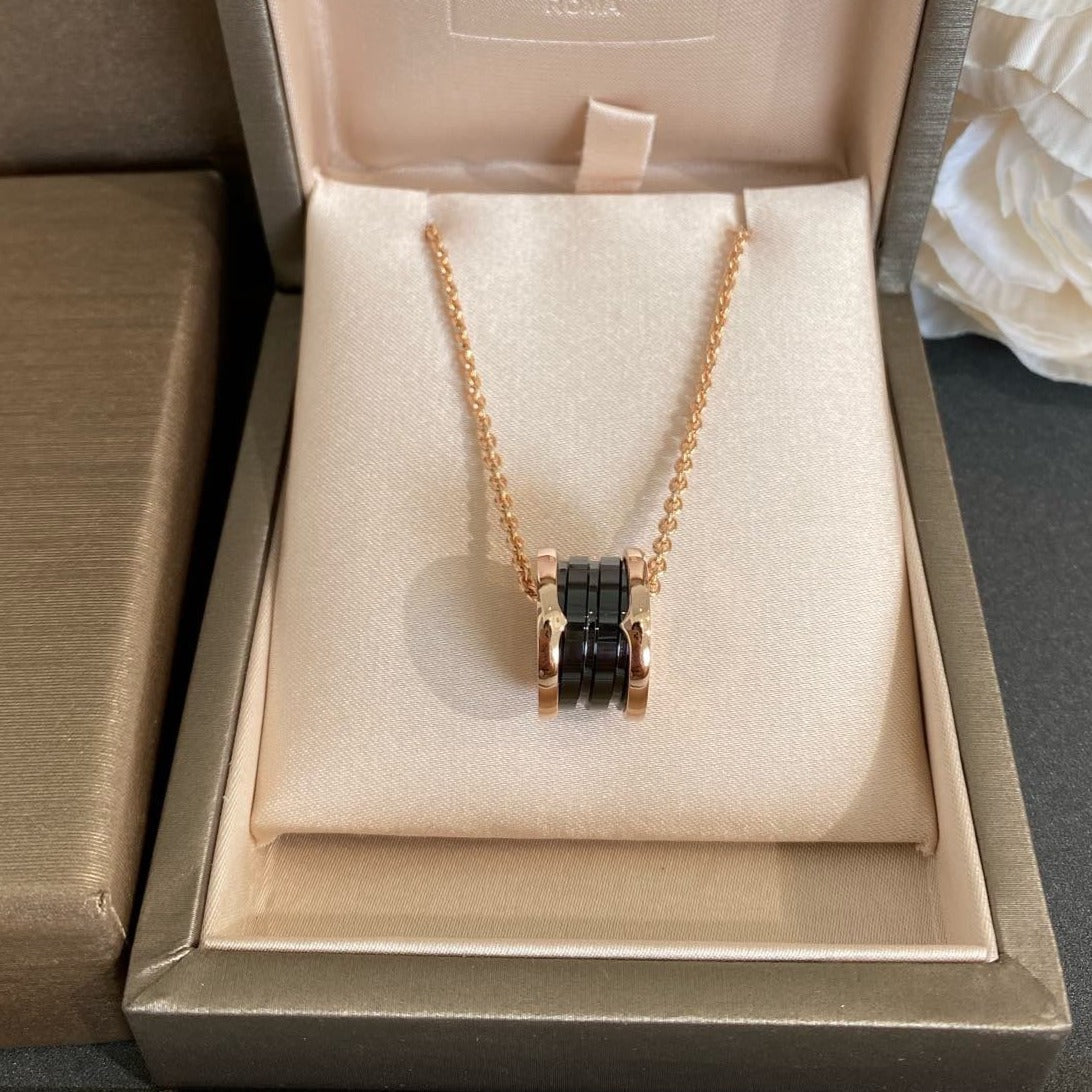 [Marin]ZERO 1 BLACK CERAMIC PINK GOLD NECKLACE