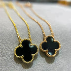 [Marin]COLLIER CLOVER 15MM FLEUR UNIQUE ONYX NOIR