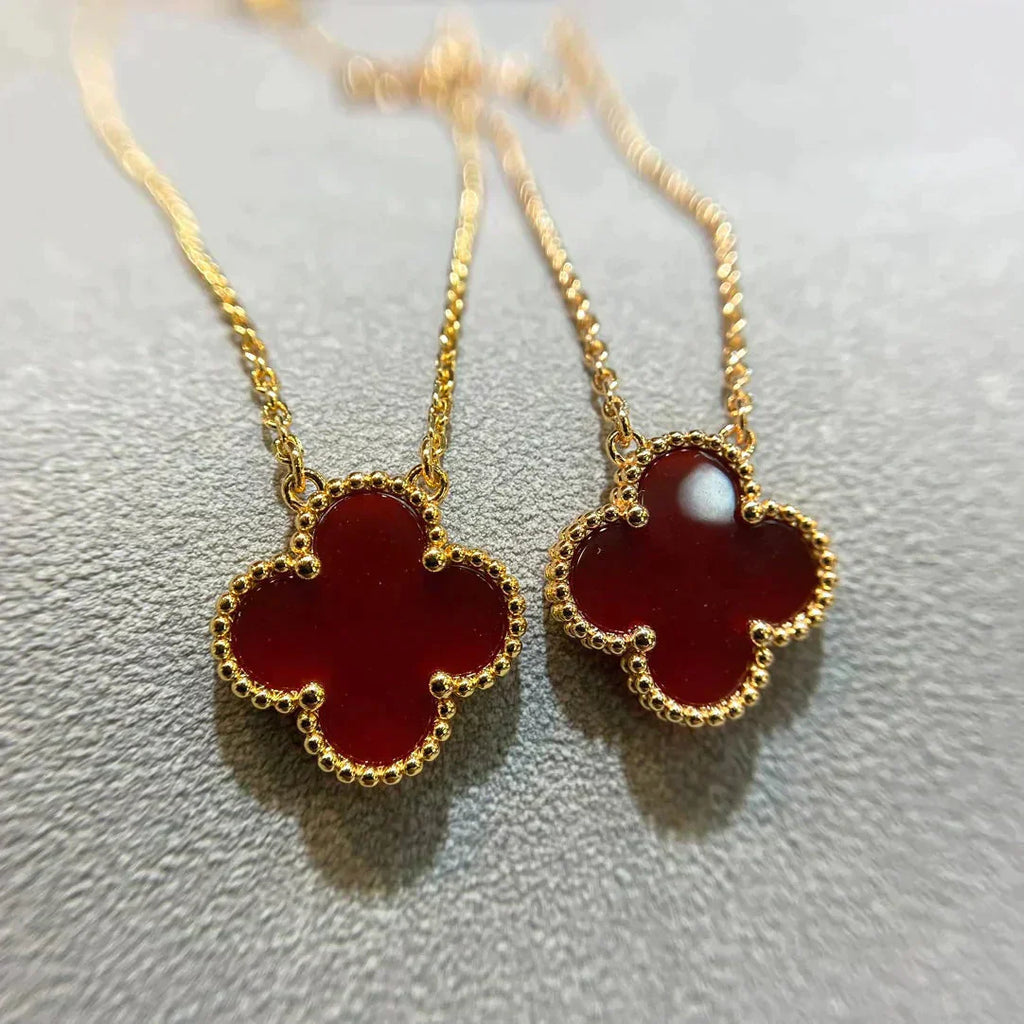 [マリン]CLOVER 15MM カーネリアン シングル フラワー ネックレス