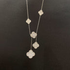 [Marin]COLLIER TRÈFLE 5 MOTIFS ARGENT ET DIAMANTS