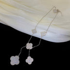 [Marin]COLLIER TRÈFLE 5 MOTIFS ARGENT ET DIAMANTS