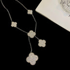 [Marin]COLLIER TRÈFLE 5 MOTIFS ARGENT ET DIAMANTS