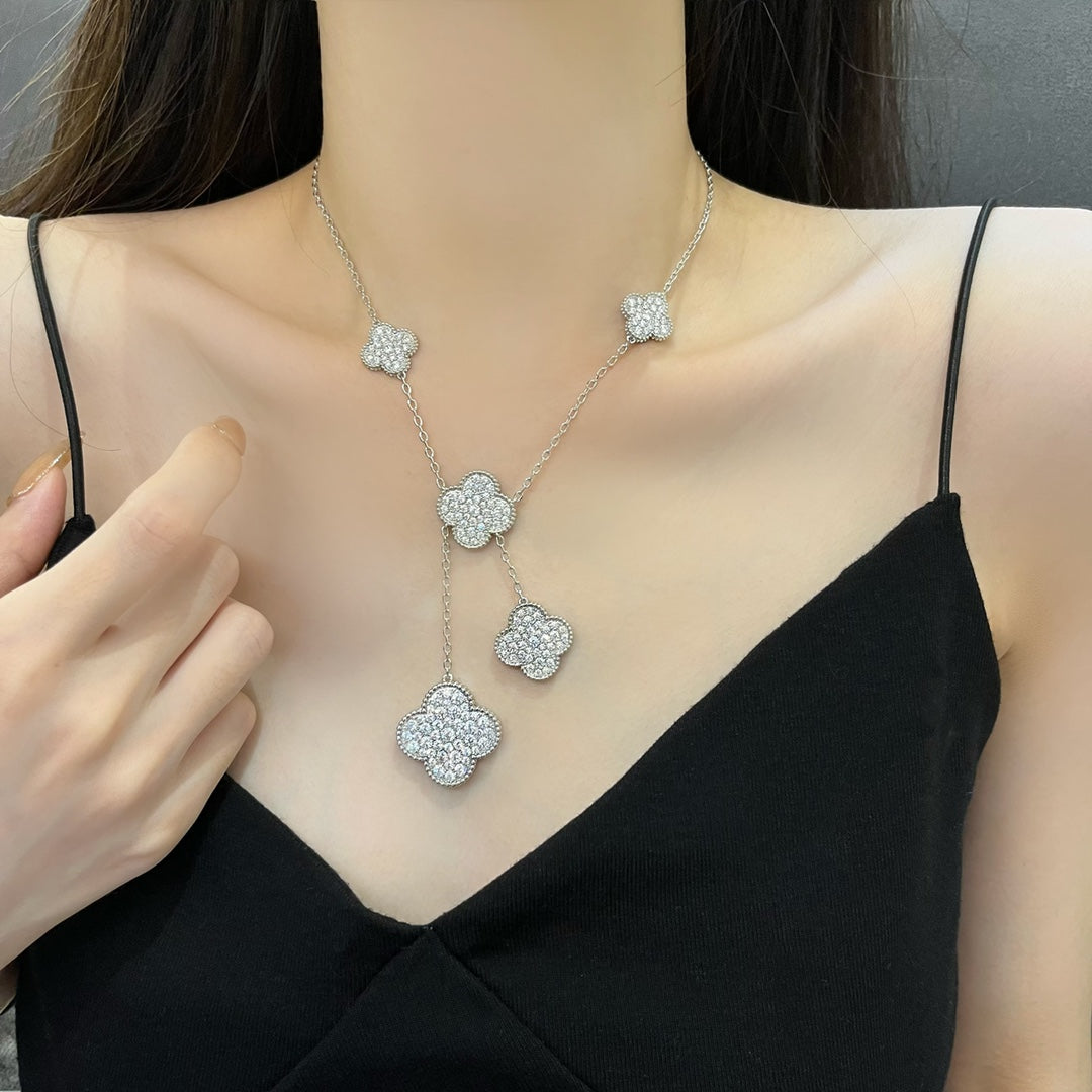 [Marin-Jewelry]クローバー 5モチーフ シルバー ダイヤモンド ネックレス