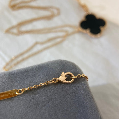 [Marin-Jewelry]CLOVER 25MM NECKLACE GOLD ONYX
