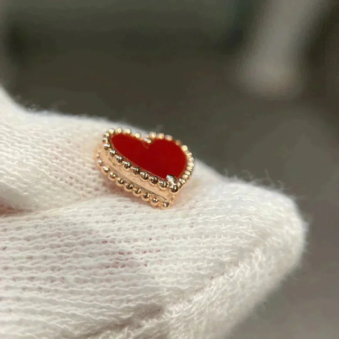 [Marin-Jewelry]HEART CARNELIAN STUD EARRINGS