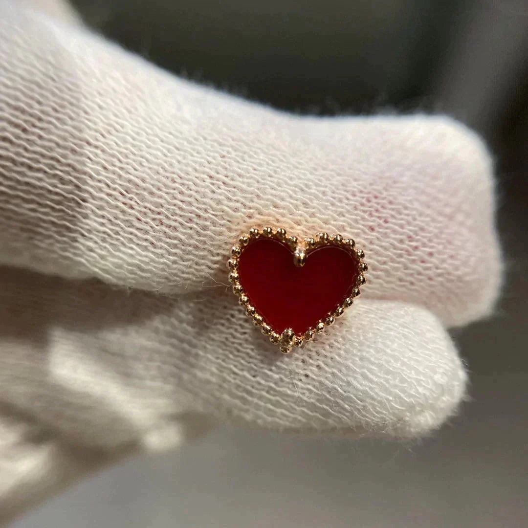 [Marin-Jewelry]HEART CARNELIAN STUD EARRINGS