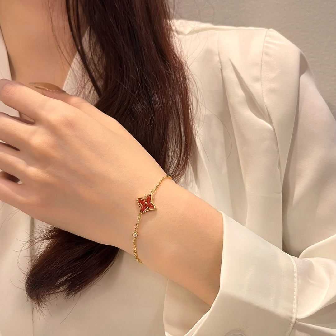 [Marin-Jewelry]COLOR STAR CARNELIAN PINK GOLD DIAMOND BRACELET