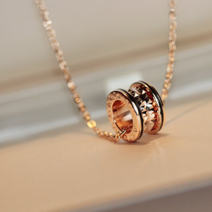 [Marin]ZERO 1 ROCK PEDANT PINK GOLD BLACK NECKLACE