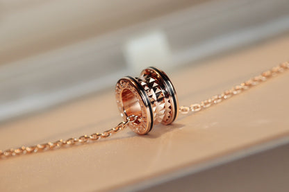 [Marin]ZERO 1 ROCK PEDANT PINK GOLD BLACK NECKLACE