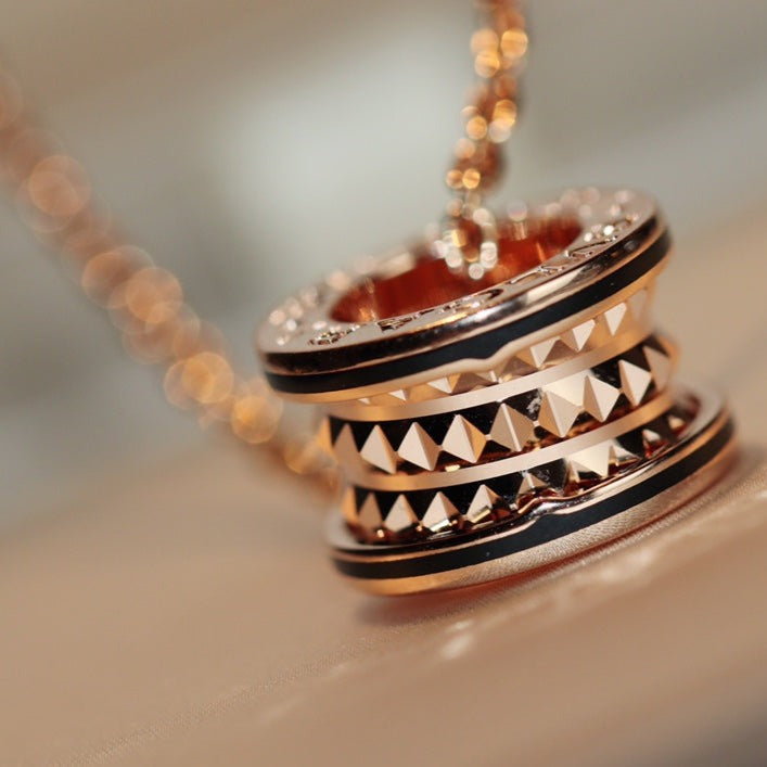 [Marin]ZERO 1 ROCK PEDANT PINK GOLD BLACK NECKLACE