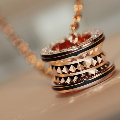 [Marin]ZERO 1 ROCK PEDANT PINK GOLD BLACK NECKLACE