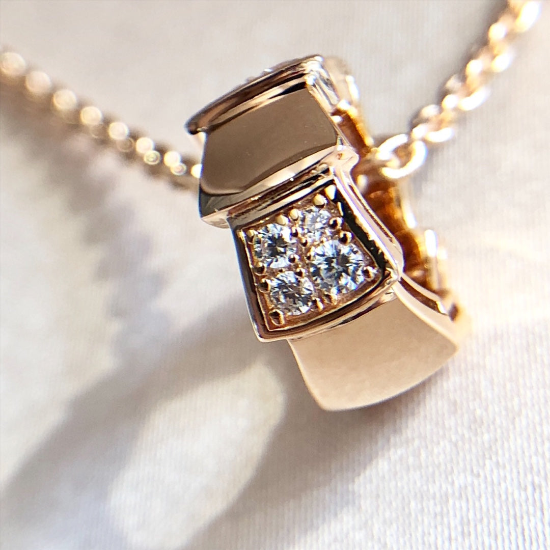 [Marin]SERPENTI PEDANT DIAMOND PINK GOLD NECKLACE