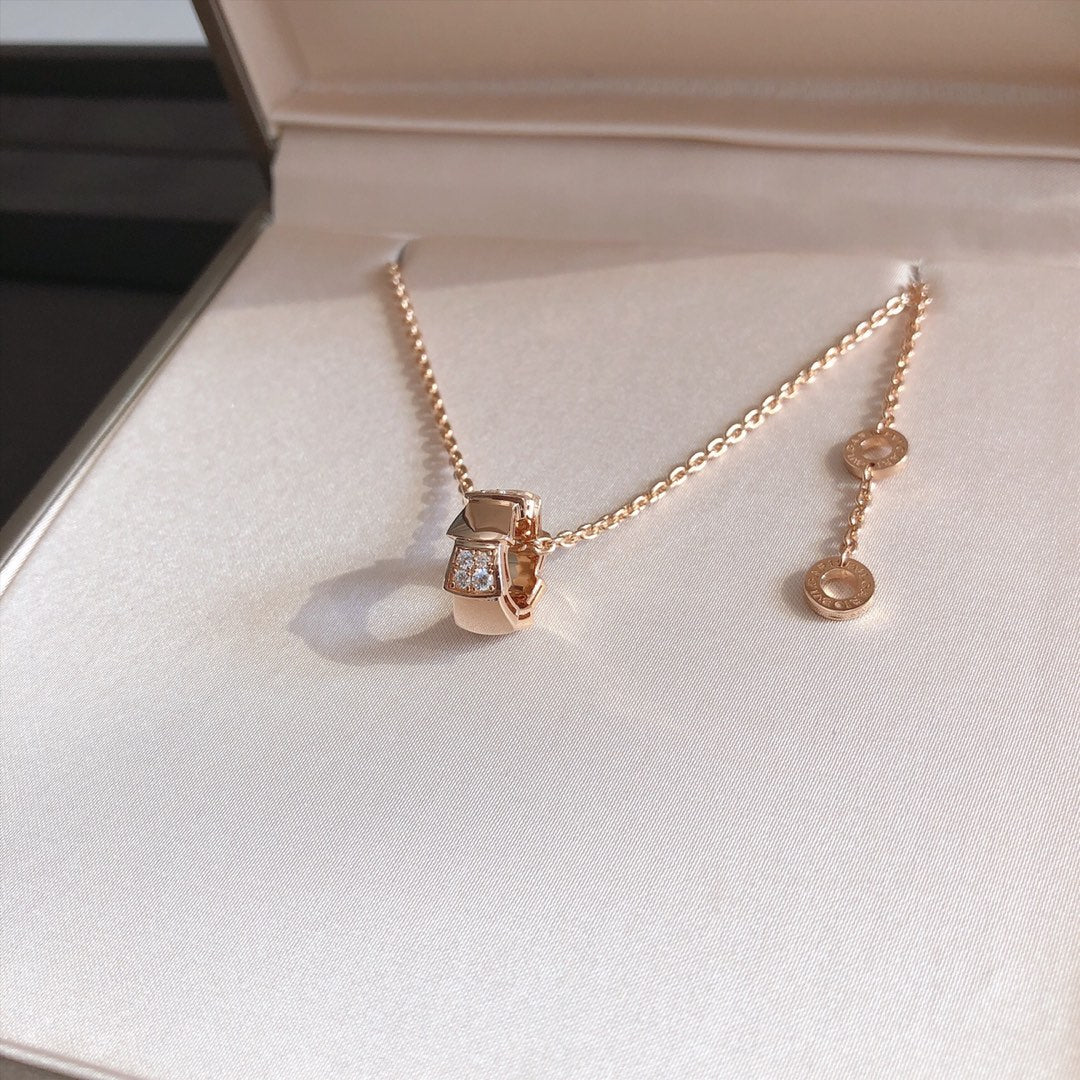 [Marin]SERPENTI PEDANT DIAMOND PINK GOLD NECKLACE