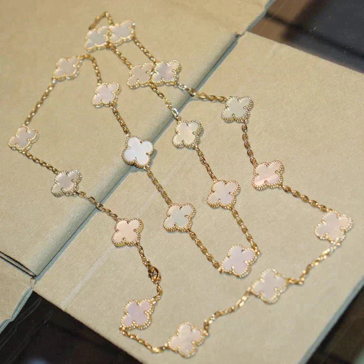 [Marin-Jewelry]CLOVER 20 MOTIFS WHITE MOP NECKLACE