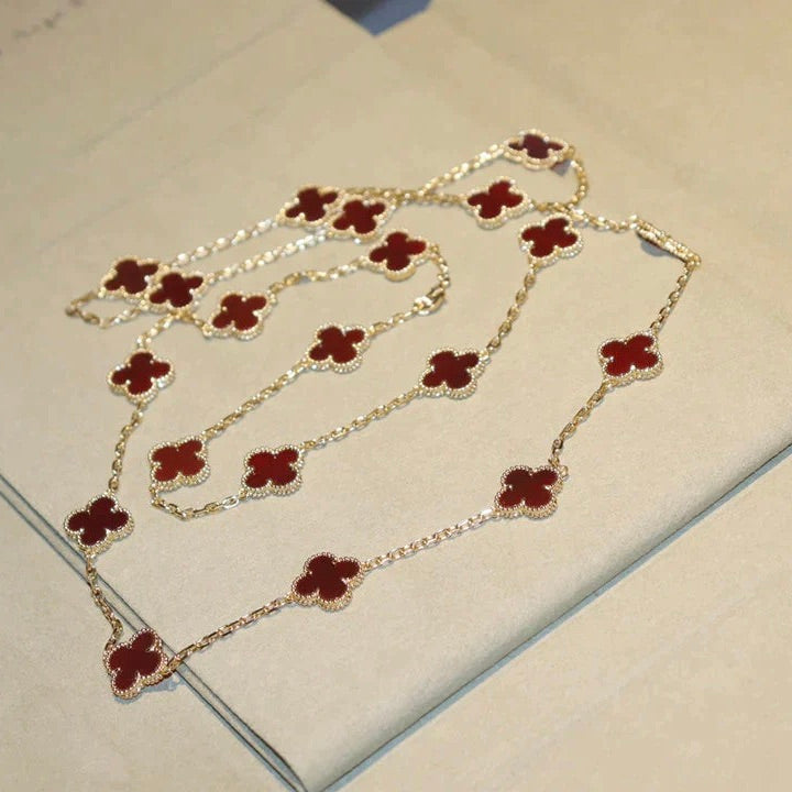 [Marin]CLOVER 20 MOTIFS CARNELIAN NECKLACE
