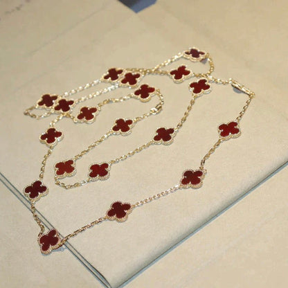 [Marin-Jewelry]CLOVER 20 MOTIFS CARNELIAN NECKLACE