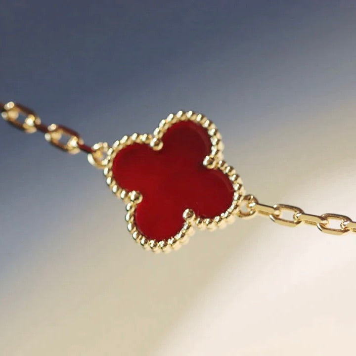 [Marin-Jewelry]CLOVER 20 MOTIFS CARNELIAN NECKLACE