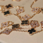[Marin]COLLIER TRÈFLE 20 MOTIFS NACRE NOIRE DIAMANT