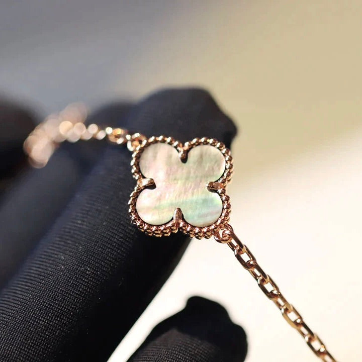 [Marin]COLLIER TRÈFLE 20 MOTIFS NACRE NOIRE DIAMANT