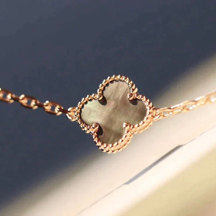 [Marin]COLLIER TRÈFLE 20 MOTIFS NACRE NOIRE DIAMANT