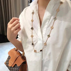 [Marin]COLLIER TRÈFLE 20 MOTIFS NACRE NOIRE DIAMANT