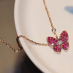 [Marin]COLLIER PAPILLON DIAMANT ROUGE OR ROSE