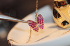 [Marin]COLLIER PAPILLON DIAMANT ROUGE OR ROSE